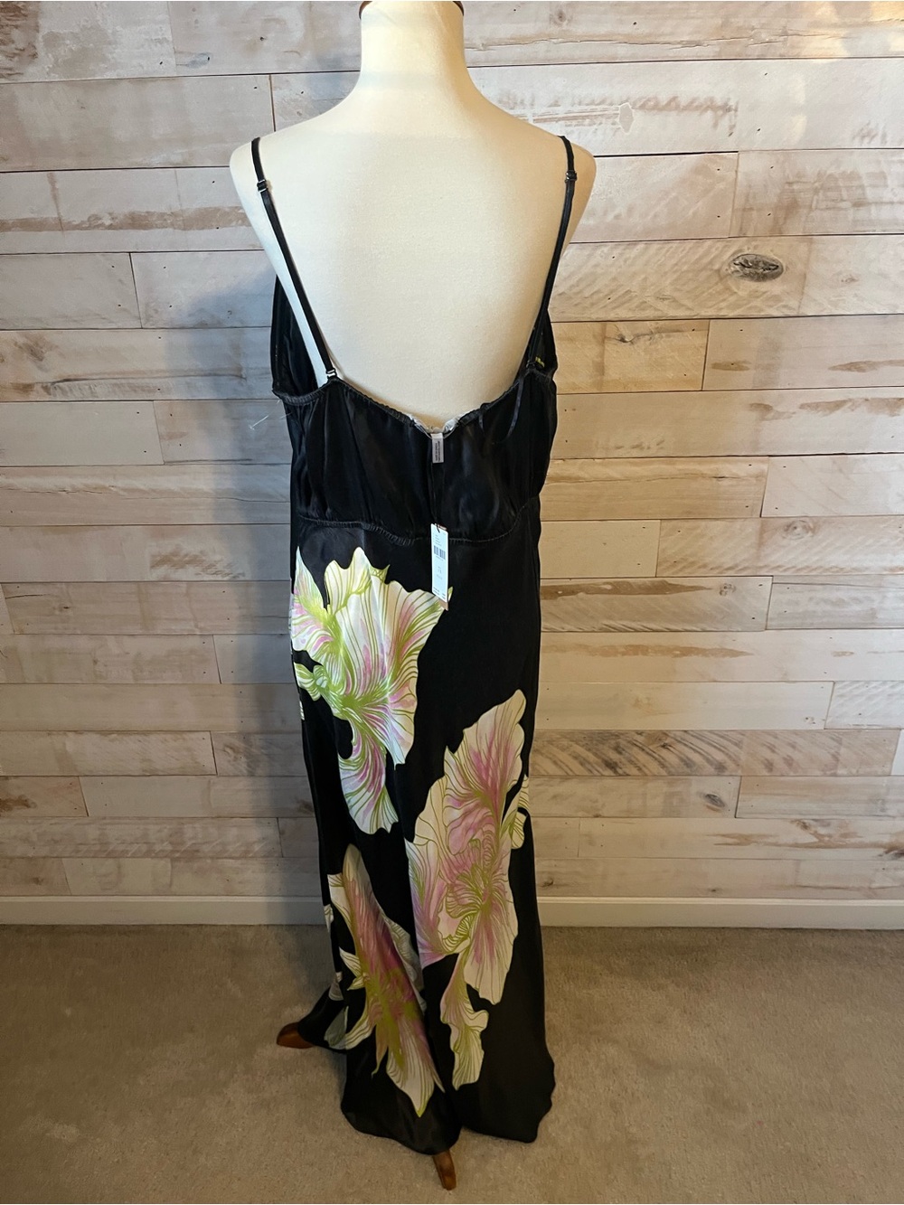 NWT Anthropologie size 1X Chloe slip midi dress in black floral - Picture 5 of 11